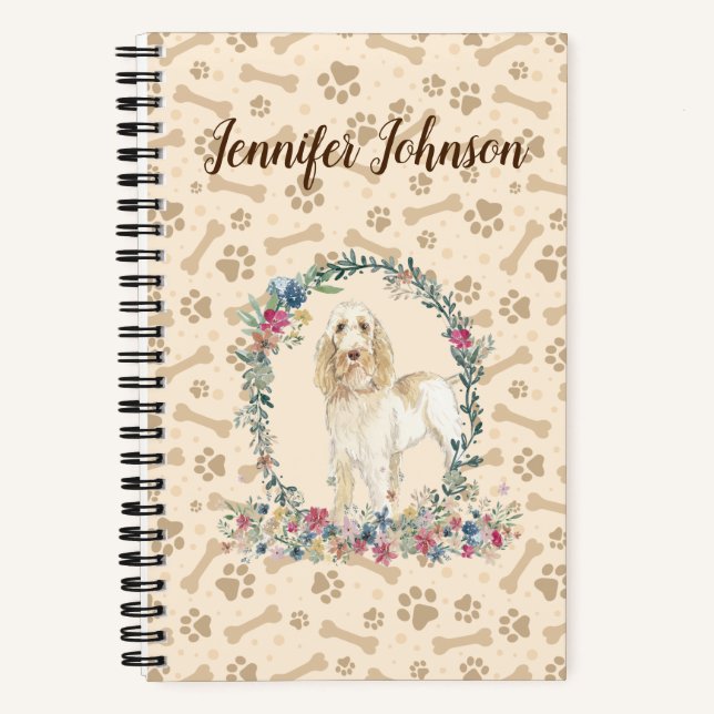 Spinone Italiano Dog Paw Print & Floral Niedlich Notizbuch (Vorderseite)