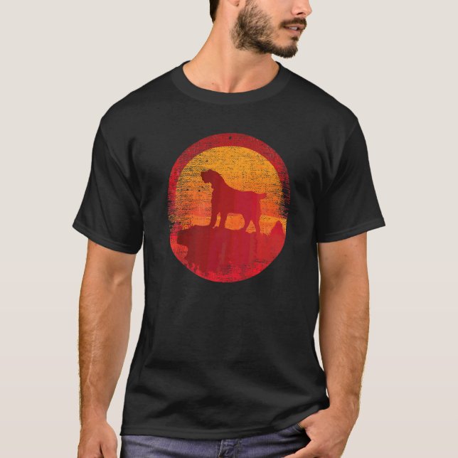 Spinone Italiano Dog Retro Sunset T-Shirt (Vorderseite)