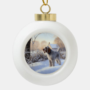 Spinone Italiano Lass es schneien Weihnachten Keramik Kugel-Ornament