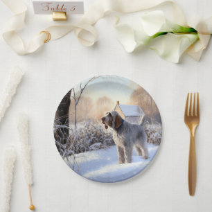 Spinone Italiano Lass es schneien Weihnachten Pappteller
