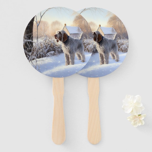 Spinone Italiano lassen es Schnee Weihnachten Fächer (Vorne und Hinten)