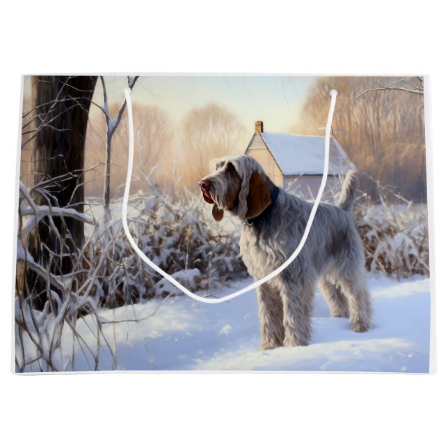 Spinone Italiano lassen es Schnee Weihnachten Große Geschenktüte (Vorderseite)