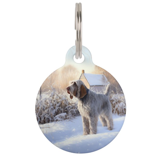Spinone Italiano lassen es Schnee Weihnachten Haustiermarke (Vorderseite)