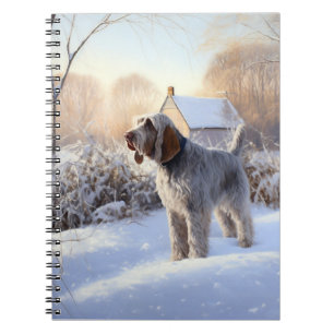 Spinone Italiano lassen es Schnee Weihnachten Notizblock