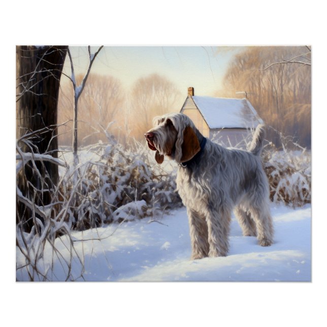 Spinone Italiano lassen es Schnee Weihnachten Poster (Vorderseite)