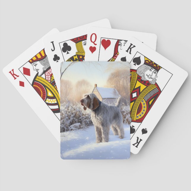 Spinone Italiano lassen es Schnee Weihnachten Spielkarten (Rückseite)
