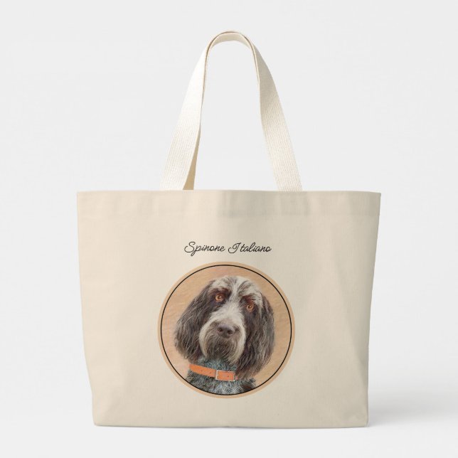 Spinone Italiano Malerei Braun Rasen Niedlicher Hu Jumbo Stoffbeutel (Rückseite)
