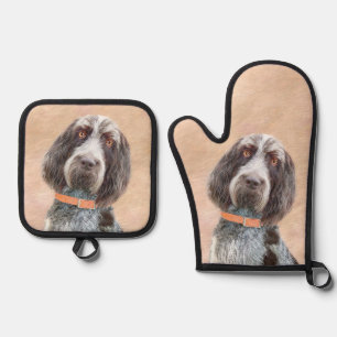 Spinone Italiano Malerei Braun Rasen Niedlicher Hu Ofenhandschuh & Topflappen-Set