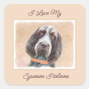 Spinone Italiano Malerei - Niedliche Original Dog  Quadratischer Aufkleber