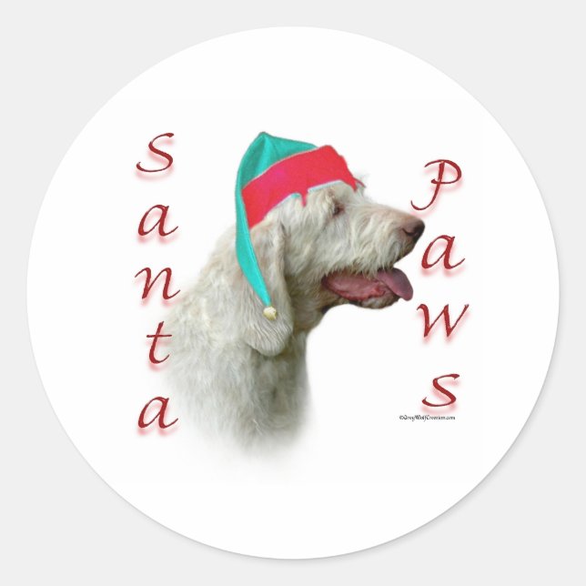 Spinone Italiano Santa Paws Runder Aufkleber (Vorderseite)