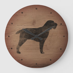 Spinone Italiano Silhouette Rustikal Große Wanduhr
