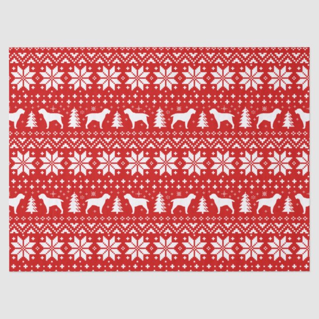 Spinone Italiano Silhouette-Weihnachtsmuster-Rot Seidenpapier (Vorderseite)