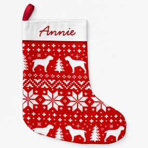 Spinone Italiano Silhouetten Rot und Weiß Muster Kleiner Weihnachtsstrumpf