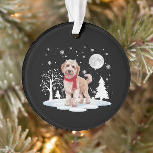 Spinone Italiano sous la lumière de la lune neige