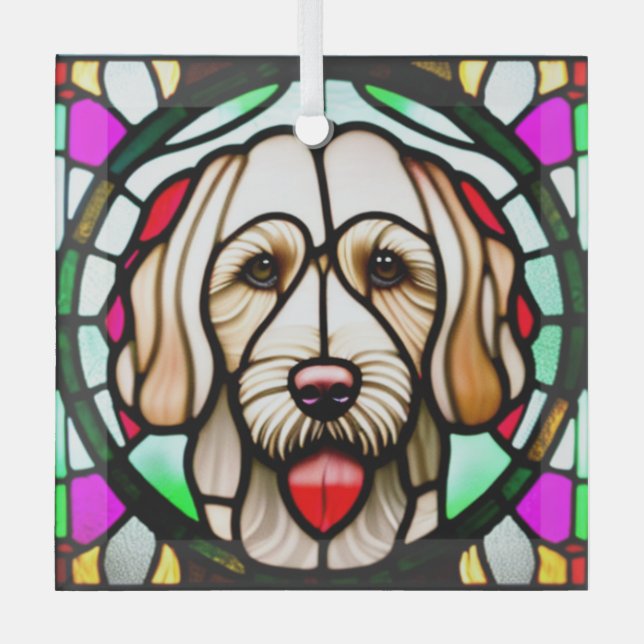 Spinone Italiano "Stains Glass" Ornament Aus Glas (Vorderseite)