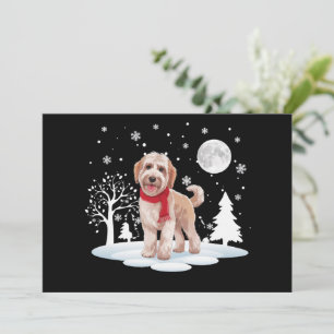 Spinone Italiano unter Mondlicht Schnee Weihnachte Feiertagskarte