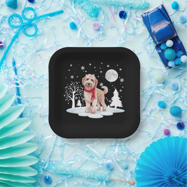 Spinone Italiano Unter Mondlicht Schneeschonzeit W Pappteller (Party)