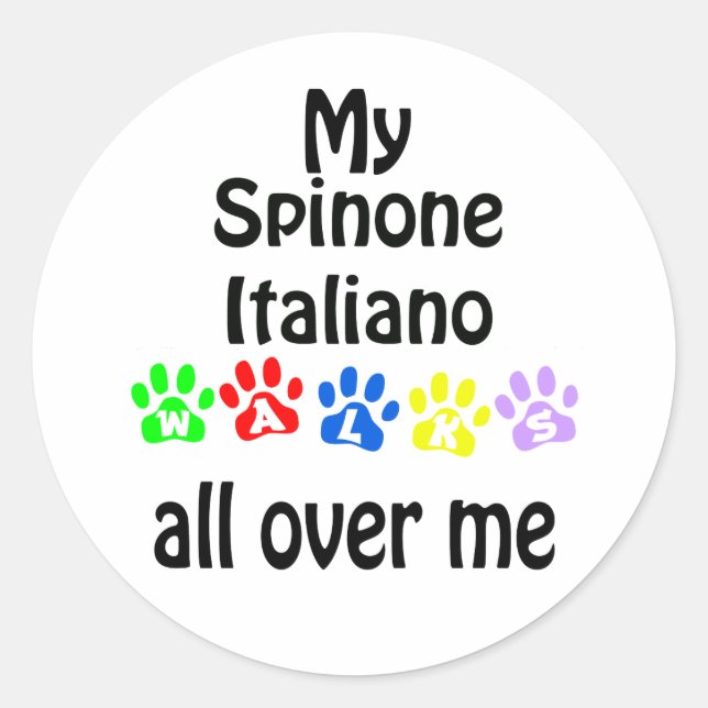 Spinone Italiano Walks Design Runder Aufkleber (Vorderseite)