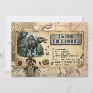 Spinosaurus-Dino-Expedition-Geburtstags-Abenteuer Einladung