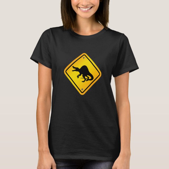 Spinosaurus Dinosaur Crossing T-Shirt (Vorderseite)
