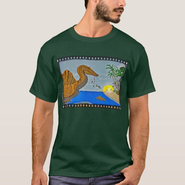 Spinosaurus Ocean Forest Green Men's Shirt Dino (Vorderseite)