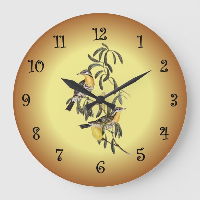 Spiny-Cheeked Honey-Eater ~ Elisabeth Gould 06 Große Wanduhr (Vorderseite)