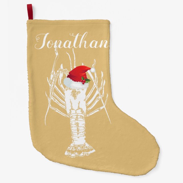 Spiny Lobster mit Weihnachtsmannmütze Strumpf Großer Weihnachtsstrumpf (Vorderseite)