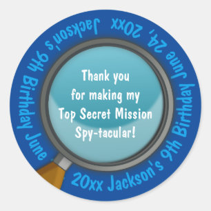 Spion / Secret / Special Agent Geburtstagsparty Ge Runder Aufkleber