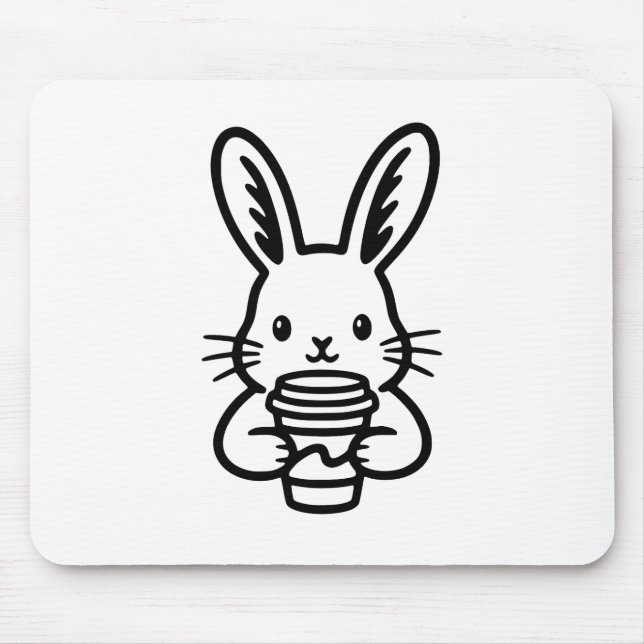 Spionierender Hase mit Kaffeetasse Mousepad (Vorne)