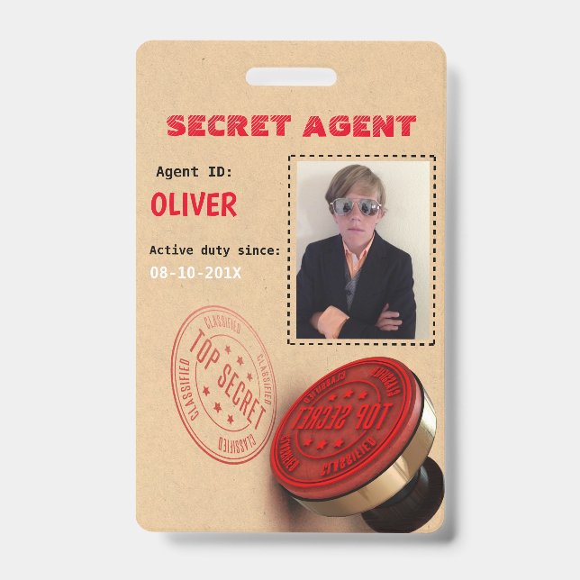 Spions-Party-geheimes Agent-Abzeichen Ausweis (Vorderseite)