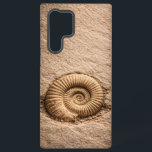 Spiral Ammonite Fossil  Samsung Galaxy Hülle<br><div class="desc">Elevate your device with "The Standard" in prehistoric art. This design features a perfectly preserved spiral Ammonite fossil rendered in stunning 3D detail, set against a backdrop of fine-grained sandstone.Following our boutique design rules, the fossil is scaled and centered in the lower portion of the case, providing a clean, sophisticated...</div>