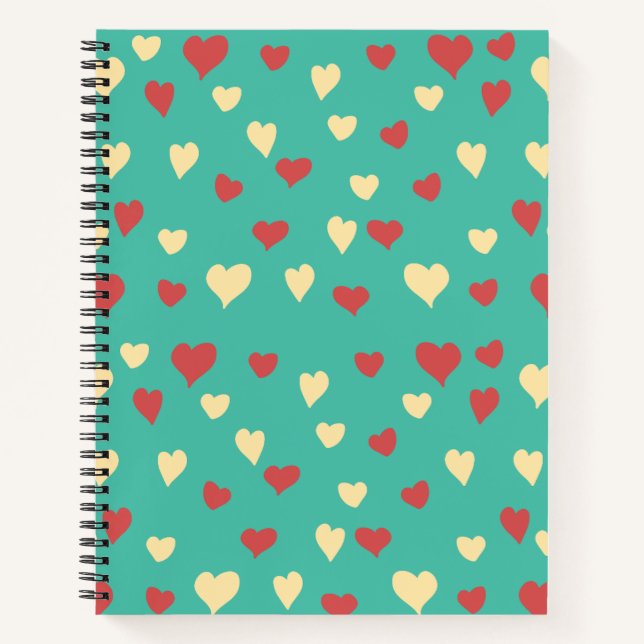 Spiral Binding Heart Printed Paper Diary Notizbuch (Vorderseite)
