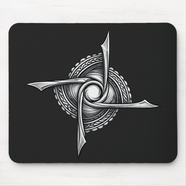 Spiral Blade Sigil – Abstract Rotational Symbol Mousepad (Vorne)
