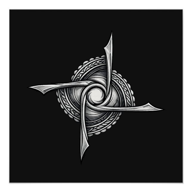 Spiral Blade Sigil – Abstract Rotational Symbol Poster (Vorderseite)