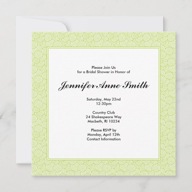 Spiral Bridal Dusche Einladung (Vorderseite)