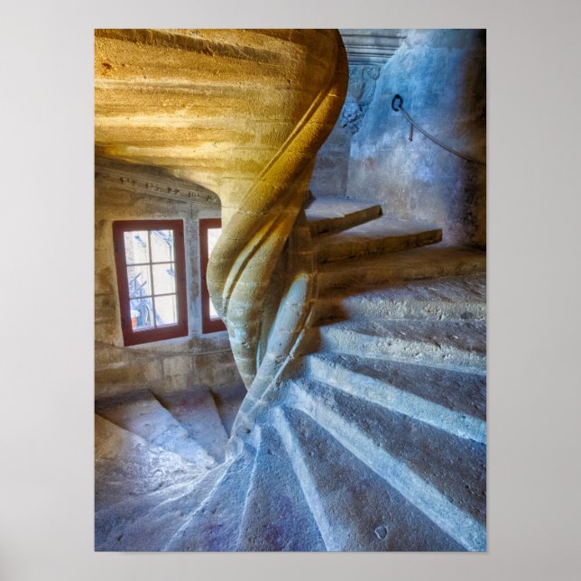 Spiral Castle Treppe, Frankreich Poster (Vorne)