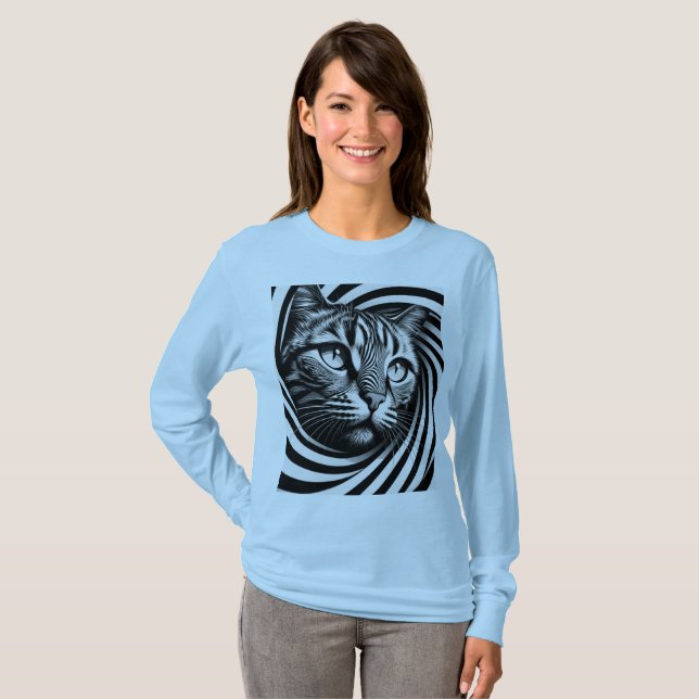 Spiral Cat Face T-Shirt – Hypnotic Optical Illusio (Vorne ganz)