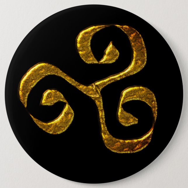 Spiral Celtic Symbol Gold Metall Button (Vorderseite)