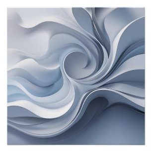 Spiral Elegance - Abstrakter Vortex Kunst in Weiß  Poster