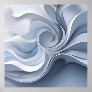 Spiral Elegance - Abstrakter Vortex Kunst in Weiß  Poster