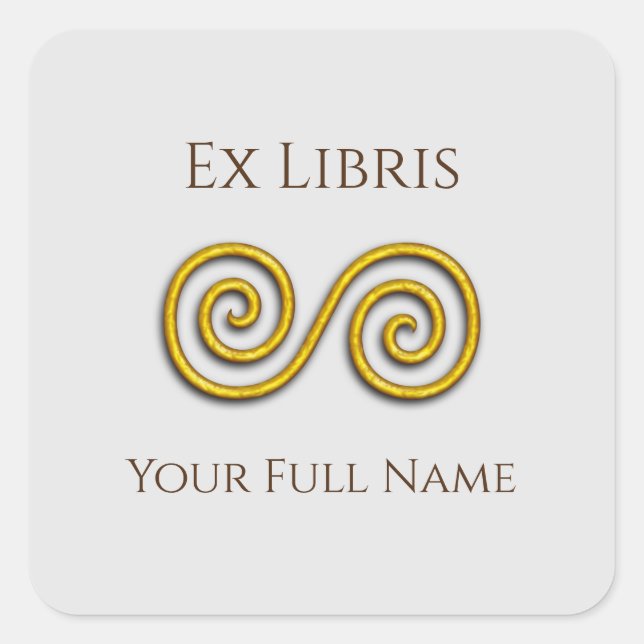 Spiral Ex Libris Buchzeichen, benutzerdefinierbar Quadratischer Aufkleber (Vorderseite)