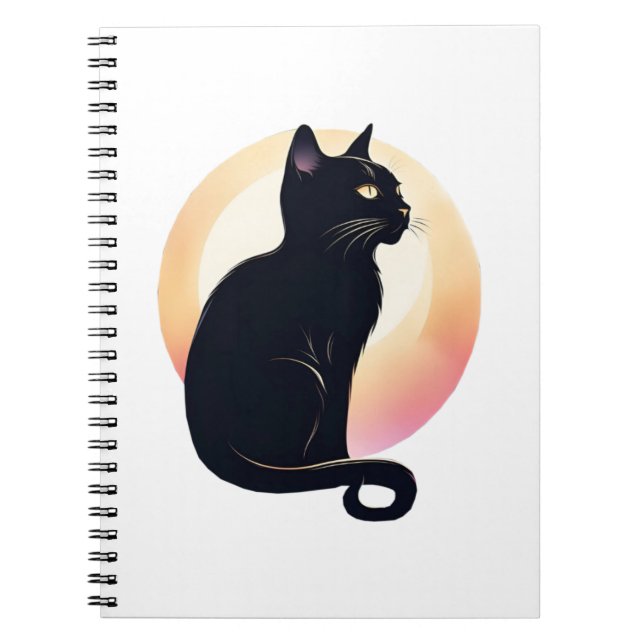 Spiral Foto Black Cat Notebook Notizblock (Vorderseite)