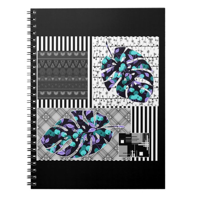 Spiral Foto Notebook Abstrakte Patchwork-Quiltieru Notizblock (Vorderseite)