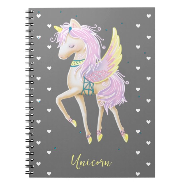 Spiral Foto Notebook hat ein niedliches Einhorn. Notizblock (Vorderseite)