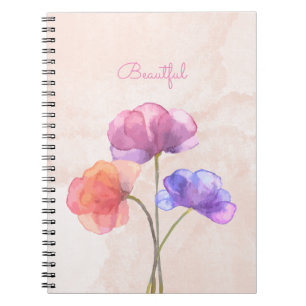 Spiral-Foto-Notizbuch mit Wasserfarben-Rosa (80 Se Notizblock