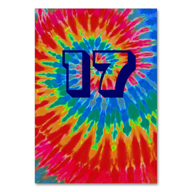 Spiral Gefärbte Krawatte Hochzeittisch siebzehn Tischnummer (Vorderseite)