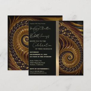 Spiral Gold Fraktal Hochzeitseinladung Einladung