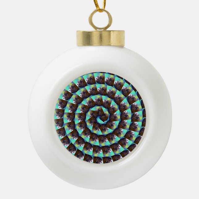 Spiral Guinea Pig Pattern, Keramik Kugel-Ornament (Vorderseite)