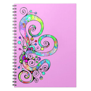 Spiral-Herz-Handbemaltes Design 1 Notizblock
