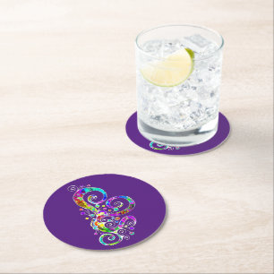 Spiral-Herz-Handbemaltes Design 2 Runder Pappuntersetzer